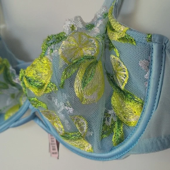 Victoria's Secret Citrus Embroidered Dream Angels Pushup Bra 34B - Picture 4 of 10